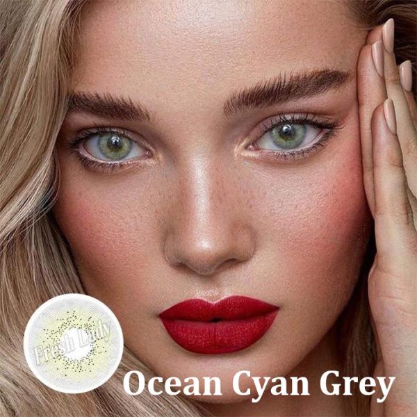 Ocean Cyan Grey - Цветни контактни лещи С ДИОПТЪР